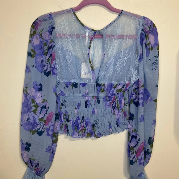NWT|| Free People Daphne Blouse In Blue, Size XS, Spring - Picture 10 of 10